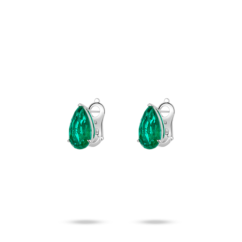 #30535-グリーンドロップ三つ爪イヤリング シンプルデザイン 清潔上品 万能耳元アクセ (S925)