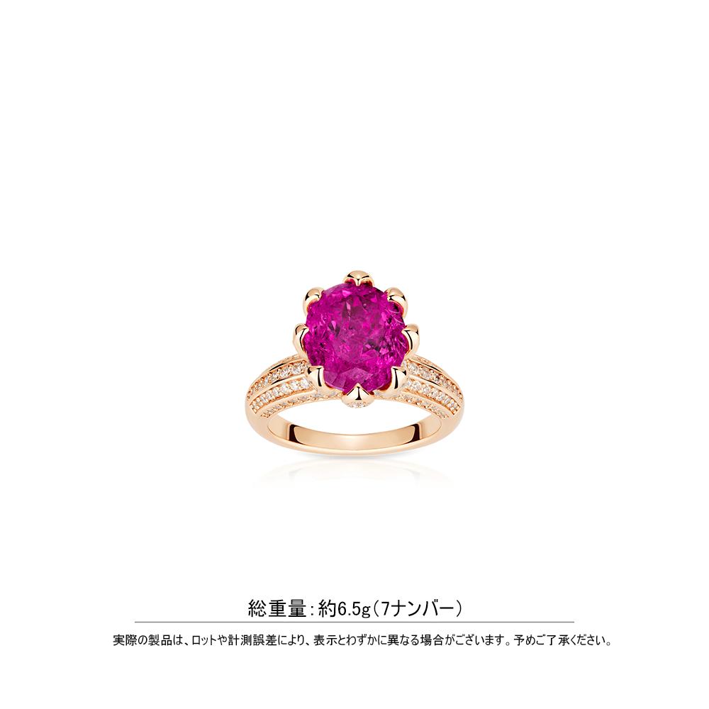 #10498 -ピンクレッドラウンドエッグカットジェムリング  豪華光沢 オシャレな指元アクセサリー（925 シルバー）