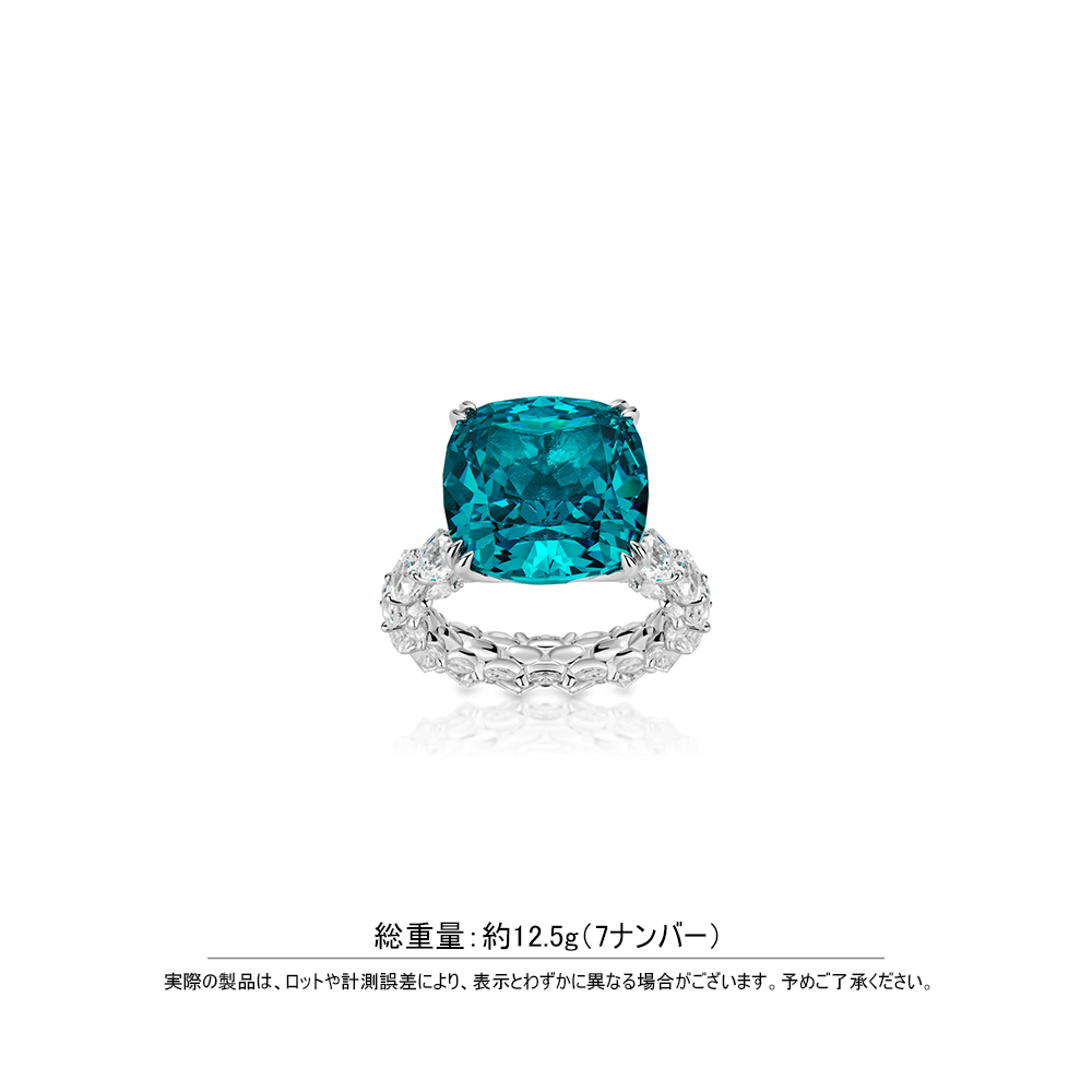 #10822-ブルースクエアジェムリング 豪華デザイン 大人可愛い豪華光沢 オシャレな指元アクセサリー(925シルバー)