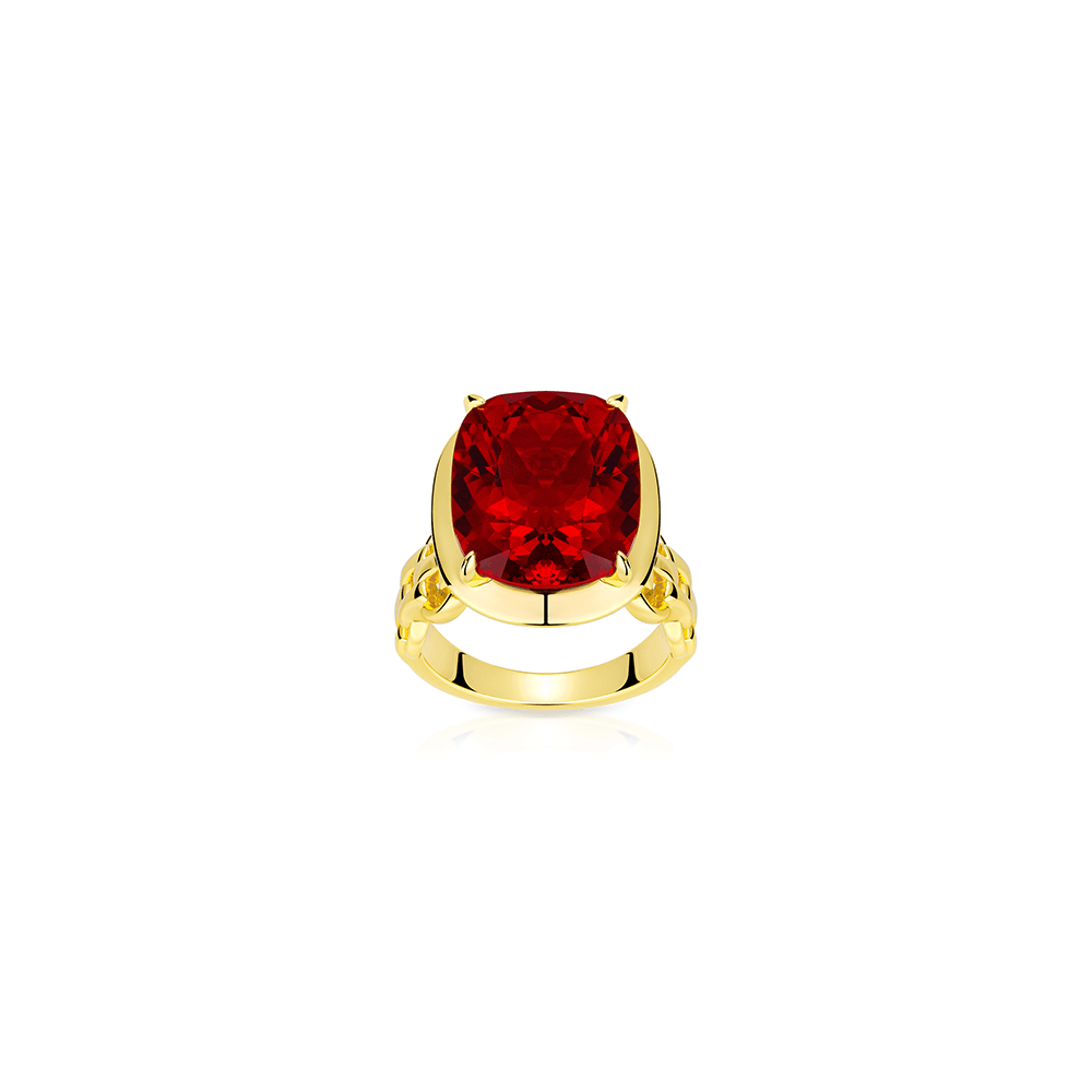 #10858 レッドジェムリング  重ねる環デザイン 大人可愛い豪華光沢 オシャレな指元アクセサリー（S925）