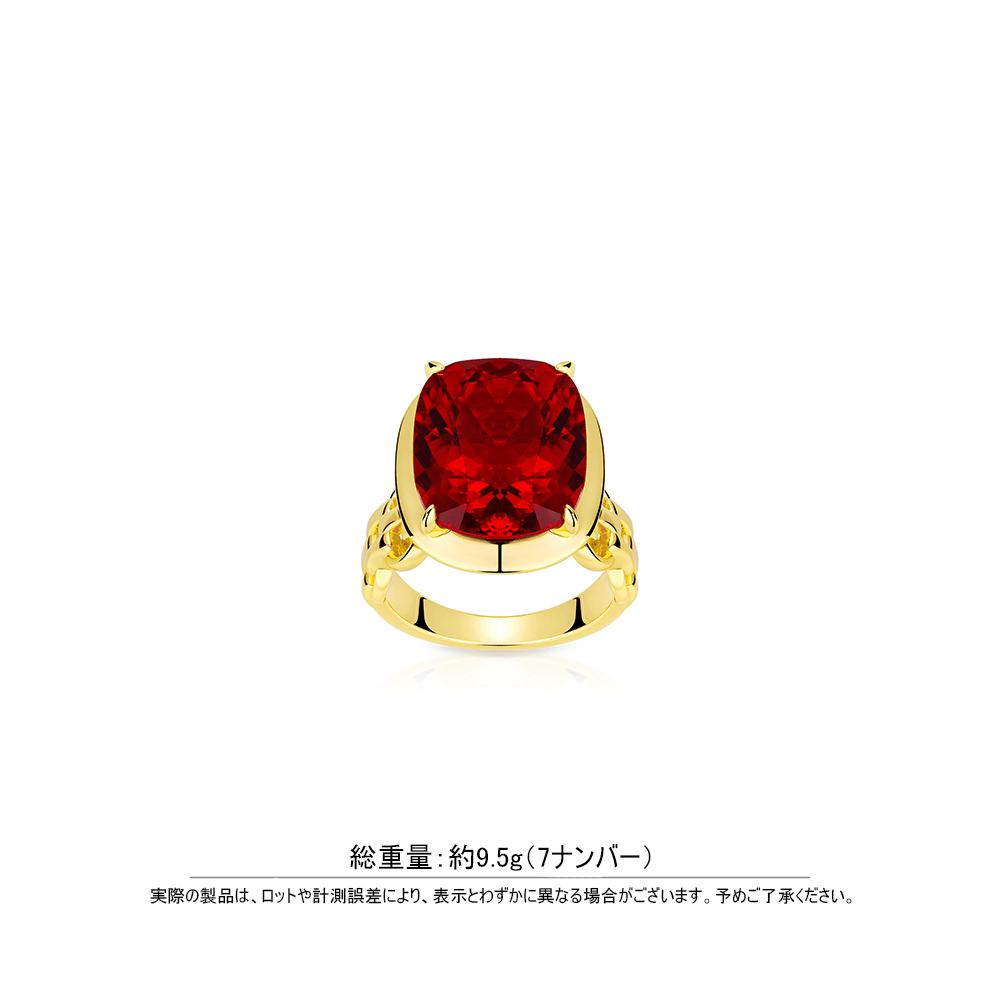 #10858 レッドジェムリング  重ねる環デザイン 大人可愛い豪華光沢 オシャレな指元アクセサリー（S925）