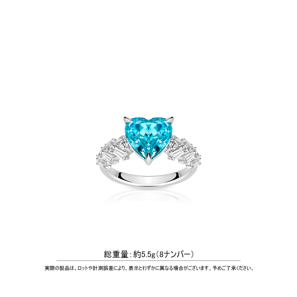 #1140-キューピッドが紡いだ青い想い - ハートに込めたな輝き、フルダイヤモンドリング（S925）