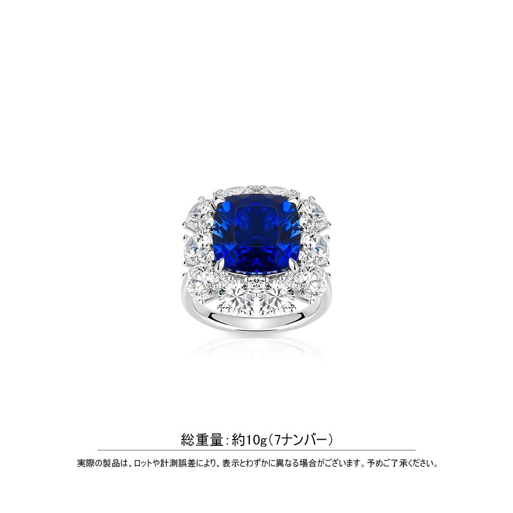 #1215 シルバーブルースクエアフルブラインドリング スタイリッシュなデザインが指元を華やかに 大人可愛い万能指元アクセサリー（925シルバー）