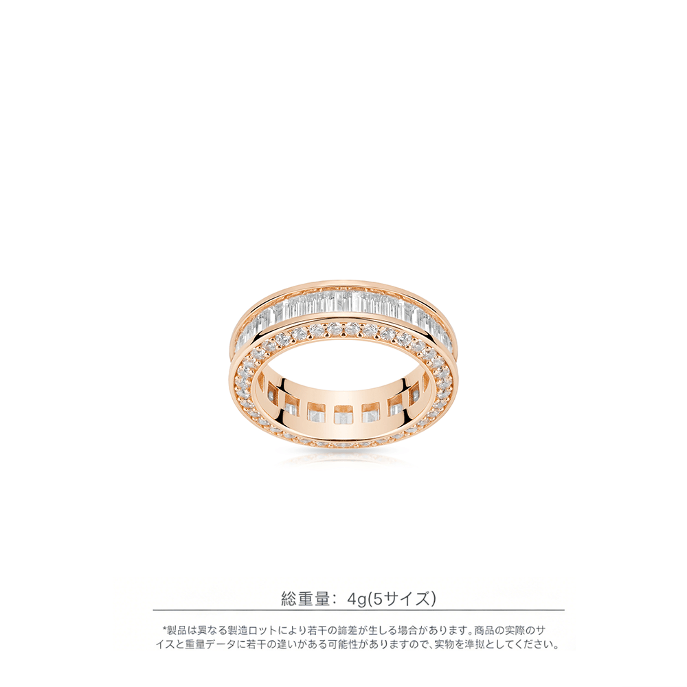 #10923-シャンパンカラー エメラルドカット ルルトンリング（925シルバー）