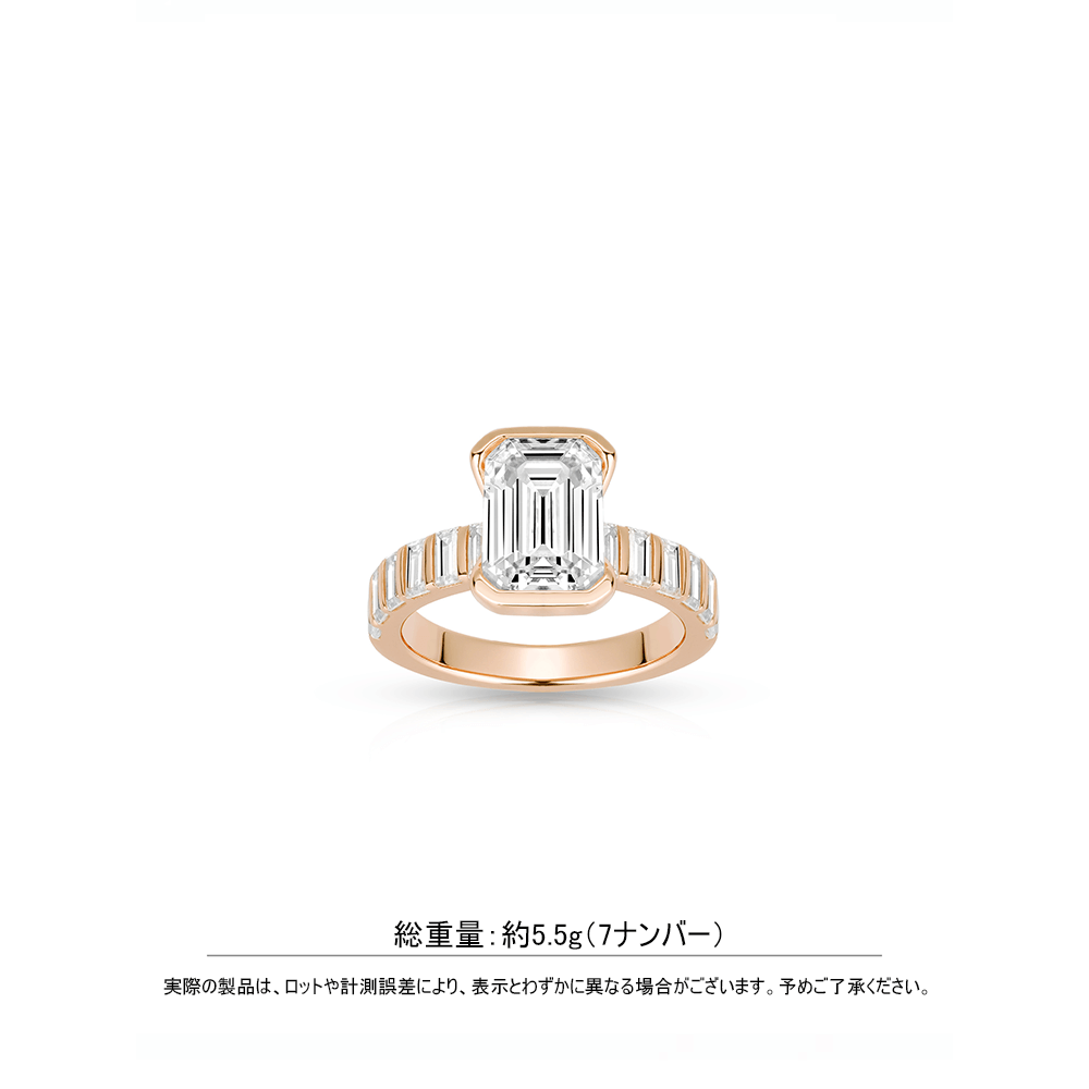 #1810 白いエメラルドカットがシャンパンゴールドに包まれ指に洗練された輝きを添える - ゴージャスなリング、上品な雰囲気（925シルバー）