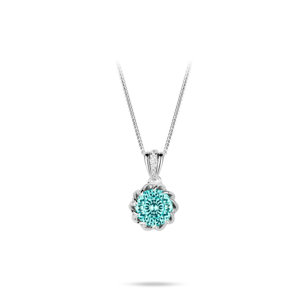 #2156 フラワーアンドムーン 蓮の花ネックレス 清楚上品 エレガントな雰囲気アクセサリー(925シルバー)