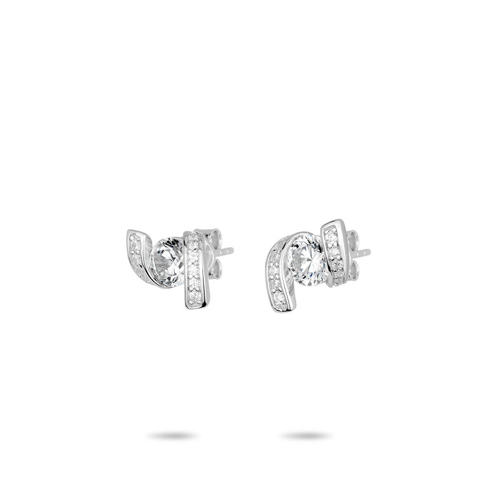 #30111 -ホワイトシングルダイヤ 回転フル埋め込み万能ピアス(S925)