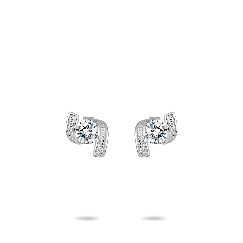 #30111 -ホワイトシングルダイヤ 回転フル埋め込み万能ピアス(S925)