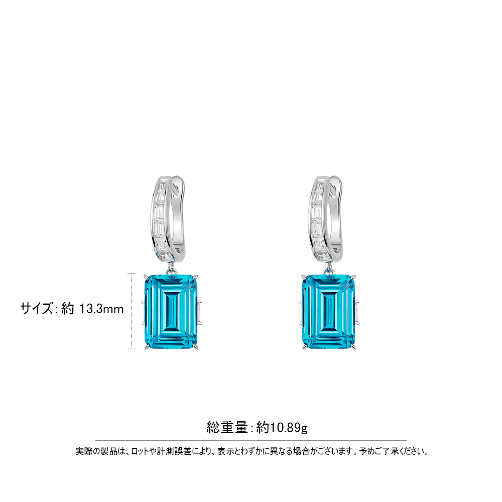 #30117蒼き四角祖母カットが銀の輝きに包まれ耳元に煌めく - ゴージャスなイヤリング、上品な雰囲気（925シルバー）
