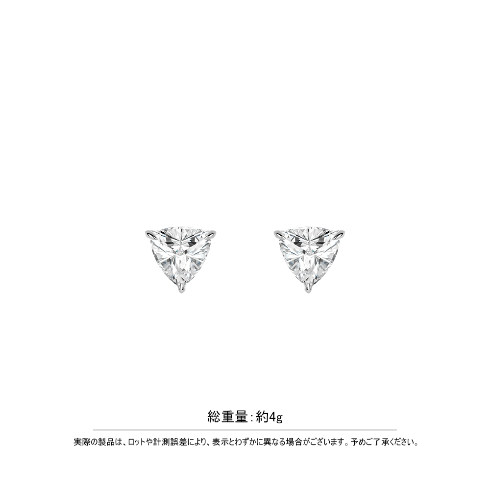 #30407 (特典版)白いハートカットが三つ爪で耳元に清らかに輝く - シンプルなピアス（925シルバー）