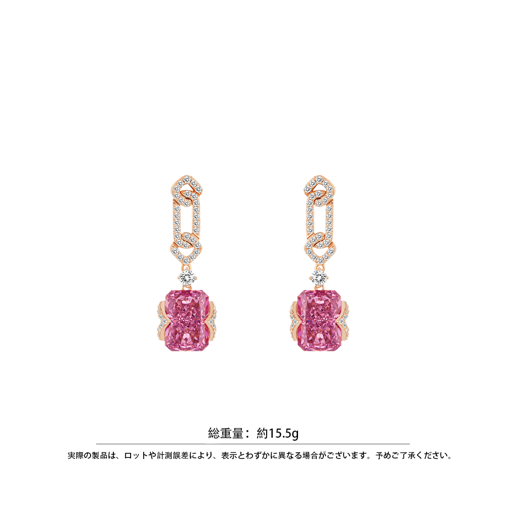 #30478 ピンクの桜色が耳元に咲く - リンクがつなぐ、柔らかな輝きのキラキライヤリング（925シルバー）