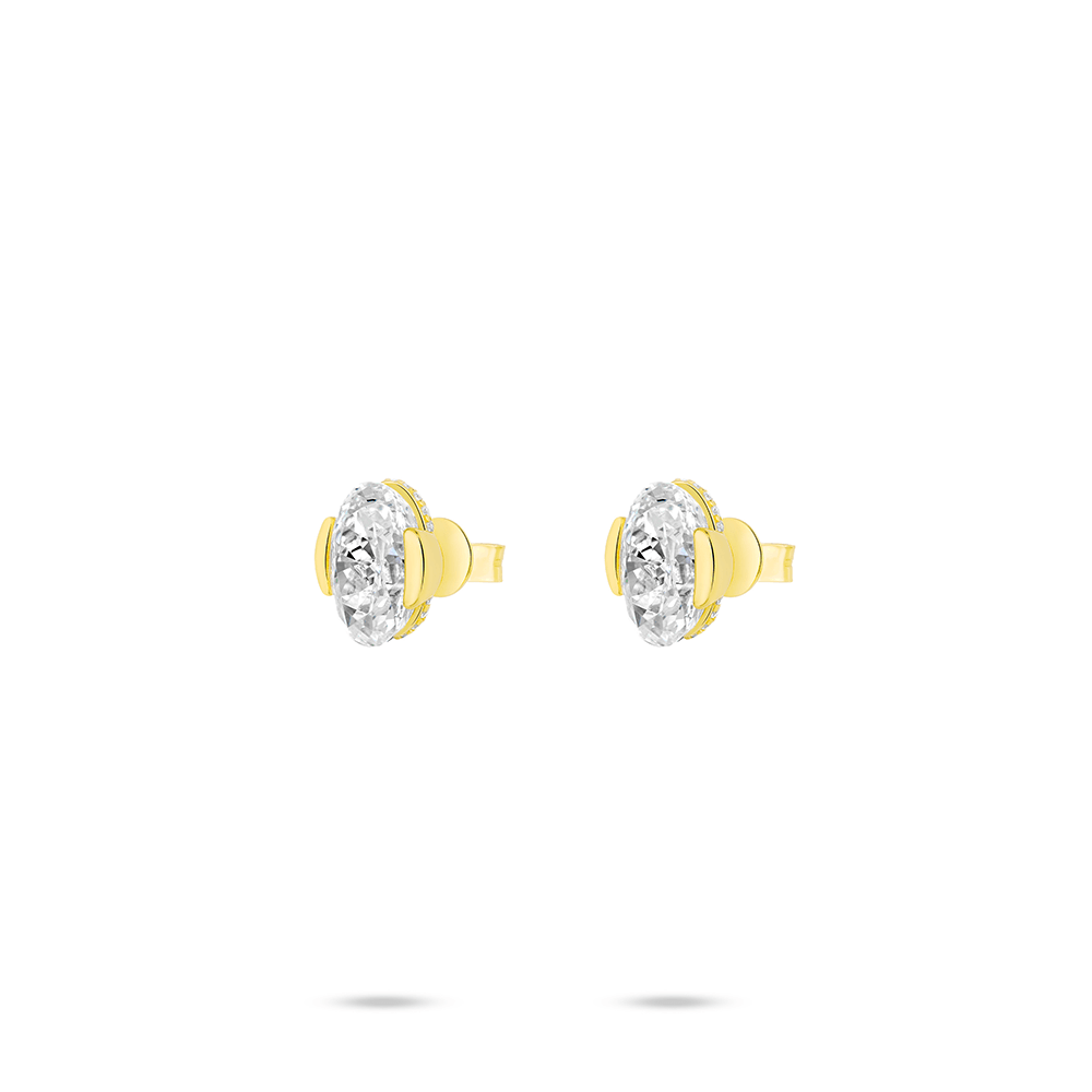 #30561 ホワイトオーバルジェムピアス シンプルデザイン 大人可愛い豪華光沢 オシャレなイヤーアクセサリー（S925）