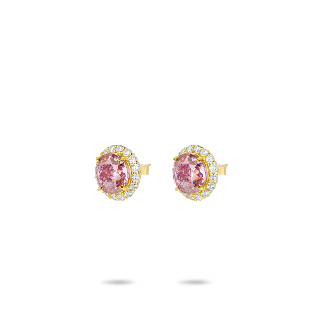 #3858  太陽の花が、桜色の夢を包むイヤリング -  春霞と陽光の調和から生まれた、華やかでロマンチックなイヤリング（925银）