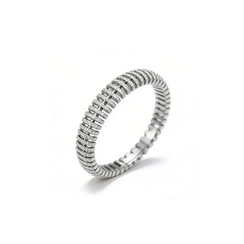 #4006重なる愛の輝き シルバーダイヤレイヤーブレスレット レディース（S925）