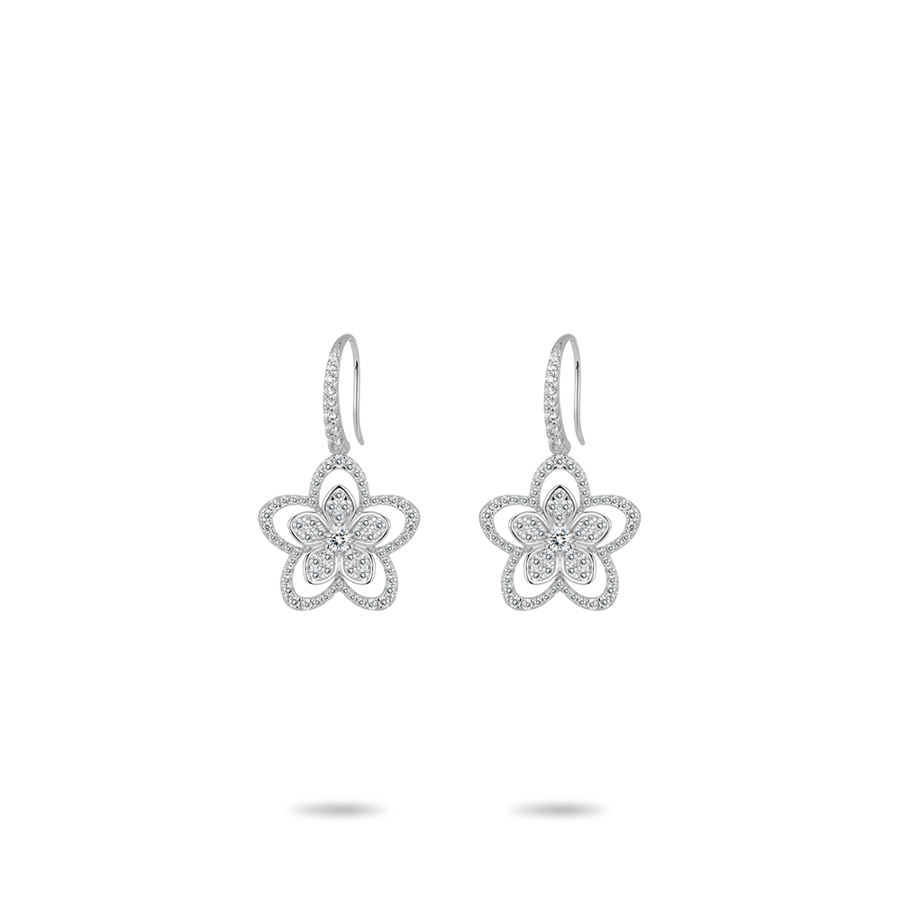 #30421-ホワイト総石豪華イヤリング 純白に煌めき 万能イヤーアクセ (S925)