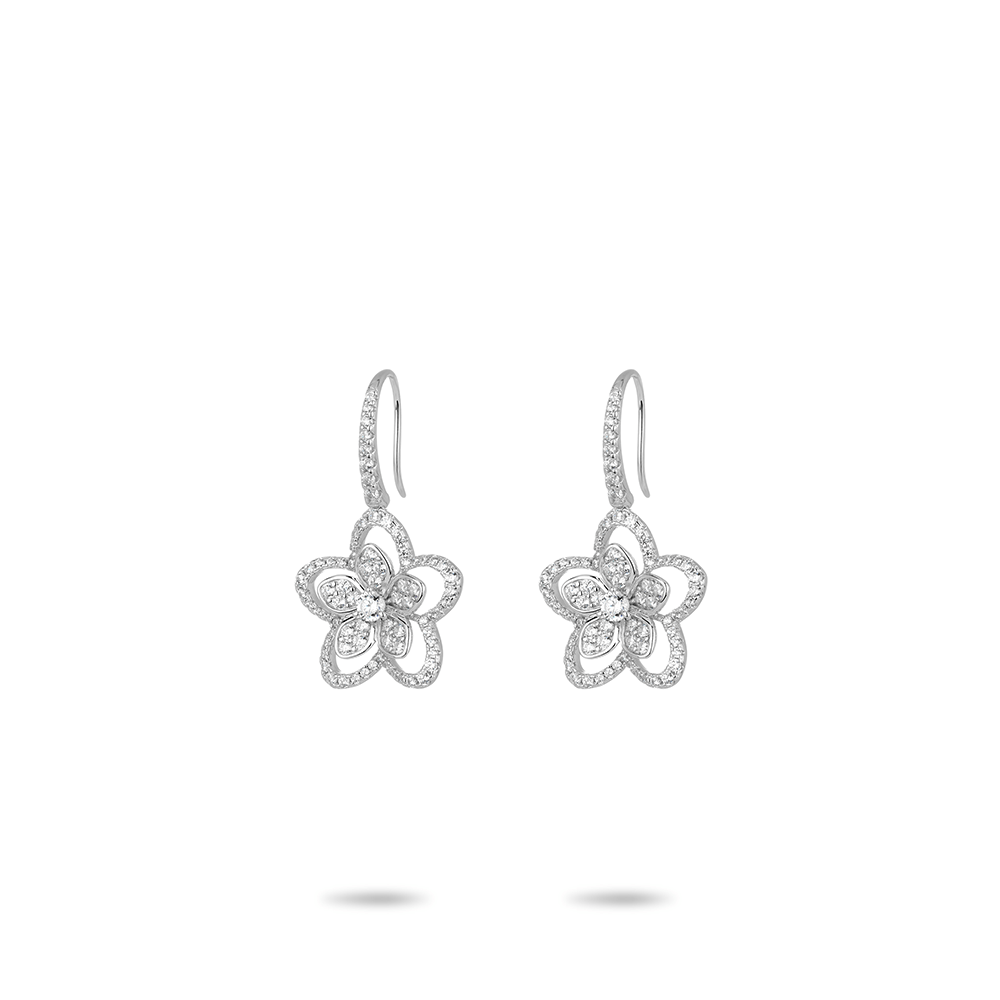 #30421-ホワイト総石豪華イヤリング 純白に煌めき 万能イヤーアクセ (S925)
