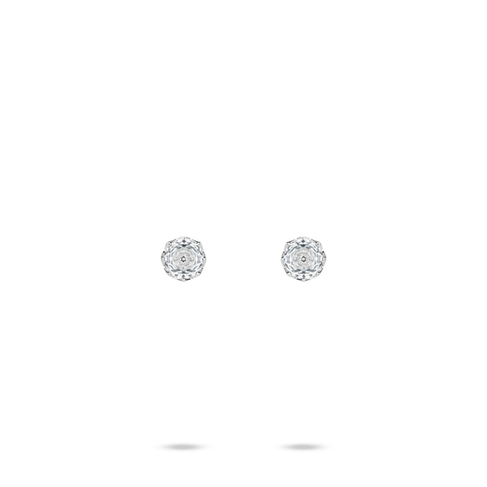 #30644-ホワイト回転一粒ダイヤ シンプル万能ピアス（S925）