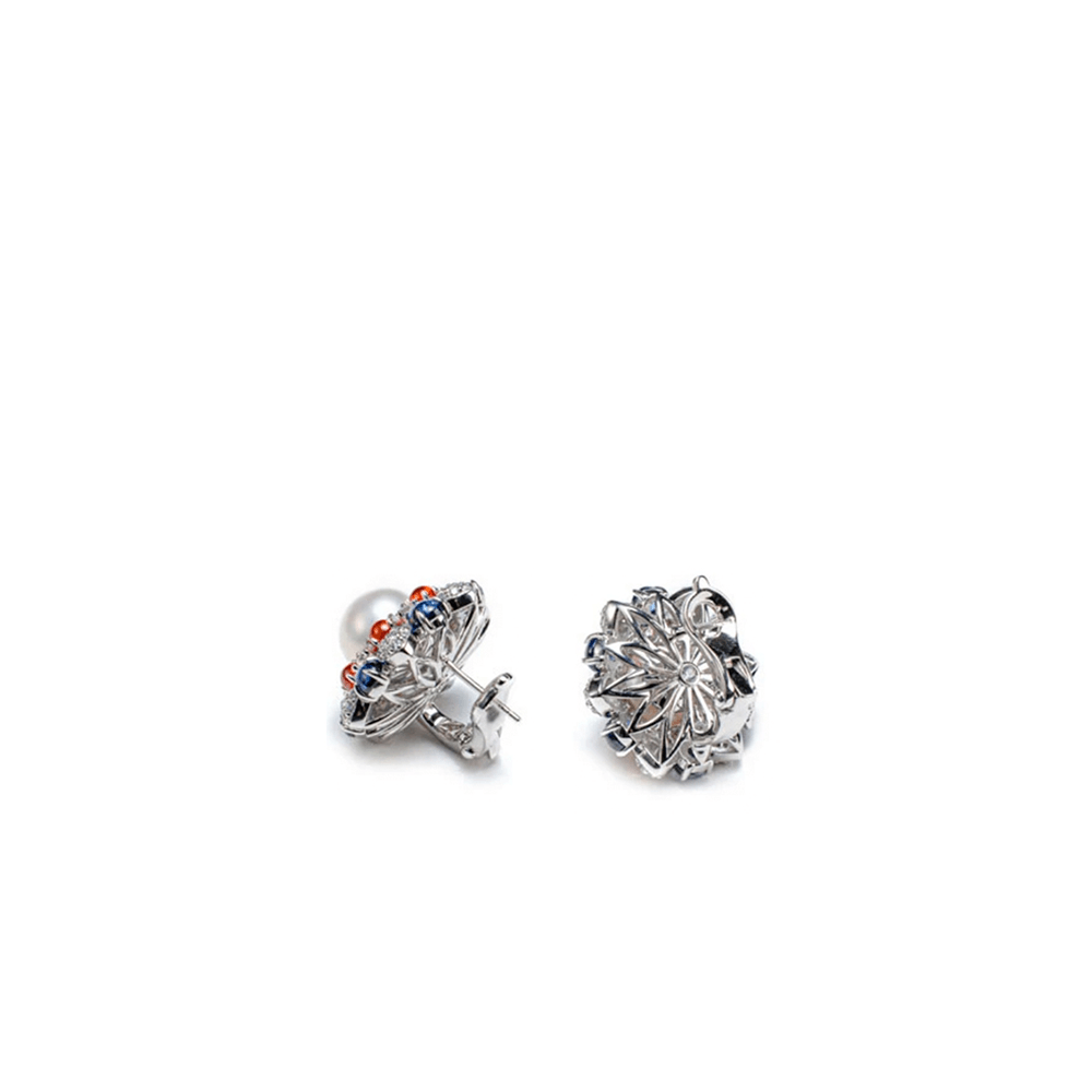 #3249-カラーストーン白パールピアス(S925)
