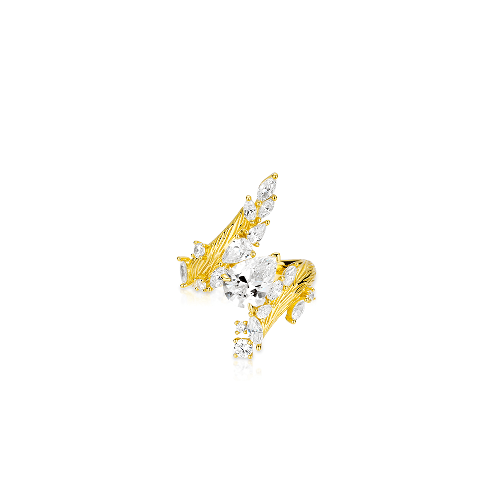 #10767-白水滴ジェム フルダイヤ豪華镶嵌リング 上品高見え(S925)