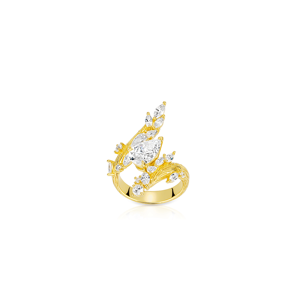 #10767-白水滴ジェム フルダイヤ豪華镶嵌リング 上品高見え(S925)