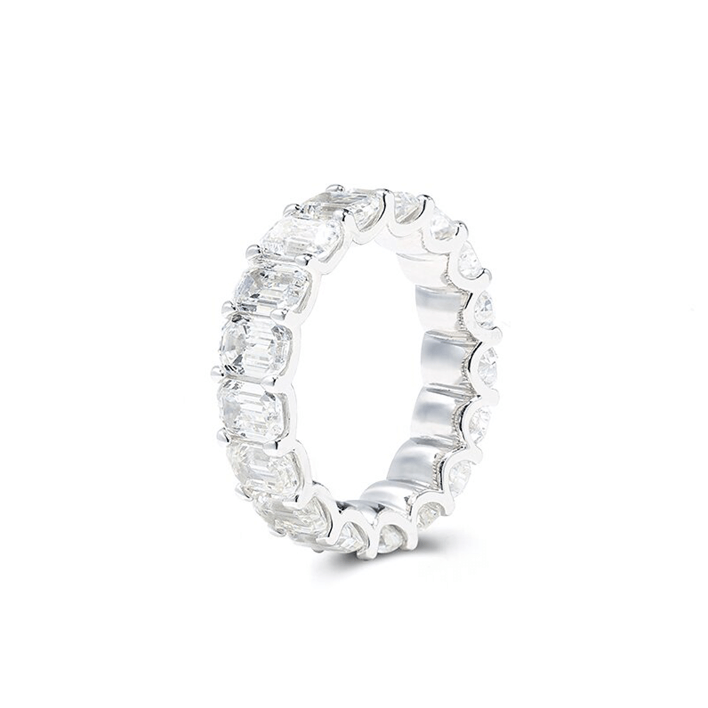 #1088-広がる清らかな長方形の輝き - シンプルでなシルバーエタニティリング（925シルバー）