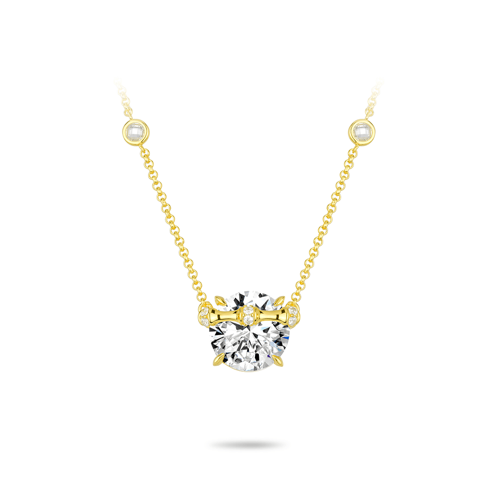 #20775バンブー節シングルジュエルネックレス 4 爪留め 大人可愛い 万能コーデアクセサリー（S925）